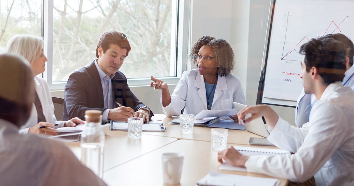 doctor discussing something in a meeting room